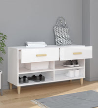 Schuhschrank Hochglanz-Weiß 102x35x55 cm Holzwerkstoff