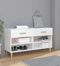 Schuhschrank Hochglanz-Weiß 102x35x55 cm Holzwerkstoff