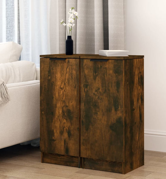 Sideboards 2 Stk. Räuchereiche 30x30x70 cm Holzwerkstoff