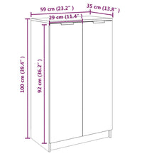 Schuhregal Braun Eichen-Optik 59x35x100 cm Holzwerkstoff