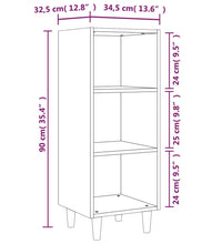 Sideboard Braun Eichen-Optik 34,5x32,5x90 cm Holzwerkstoff