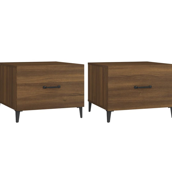Couchtische Metallbeine 2 Stk. Braun Eichen-Optik 50x50x40 cm