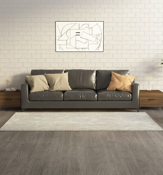 Couchtische Metallbeine 2 Stk. Braun Eichen-Optik 50x50x40 cm