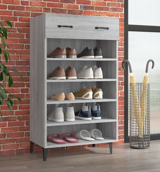 Schuhschrank Grau Sonoma 60x35x105 cm Holzwerkstoff