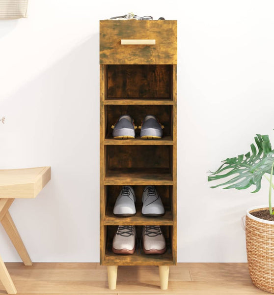 Schuhschrank Räuchereiche 30x35x105 cm Holzwerkstoff