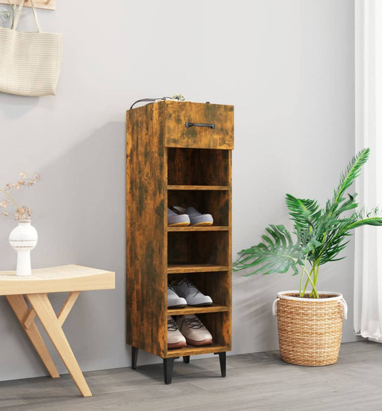 Schuhschrank Räuchereiche 30x35x105 cm Holzwerkstoff