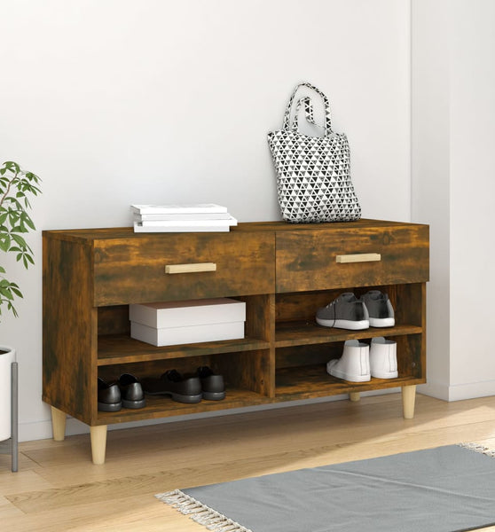Schuhschrank Räuchereiche 102x35x55 cm Holzwerkstoff