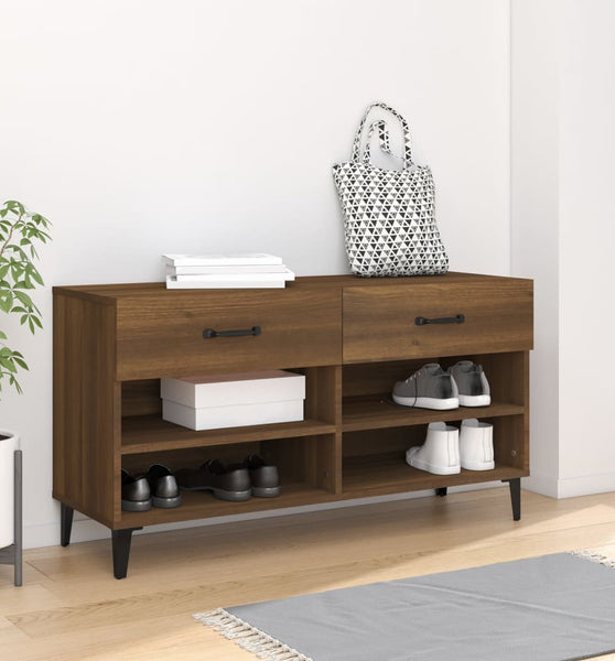 Schuhschrank Braun Eichen-Optik 102x35x55 cm Holzwerkstoff