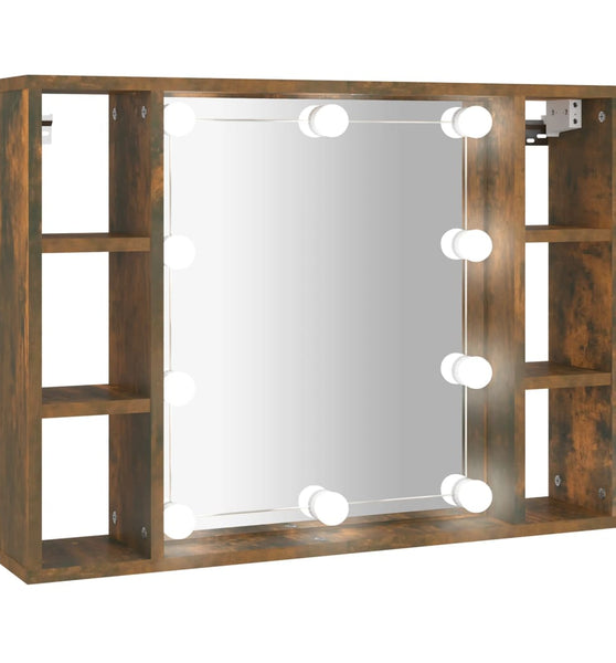 Spiegelschrank mit LED Räuchereiche 76x15x55 cm