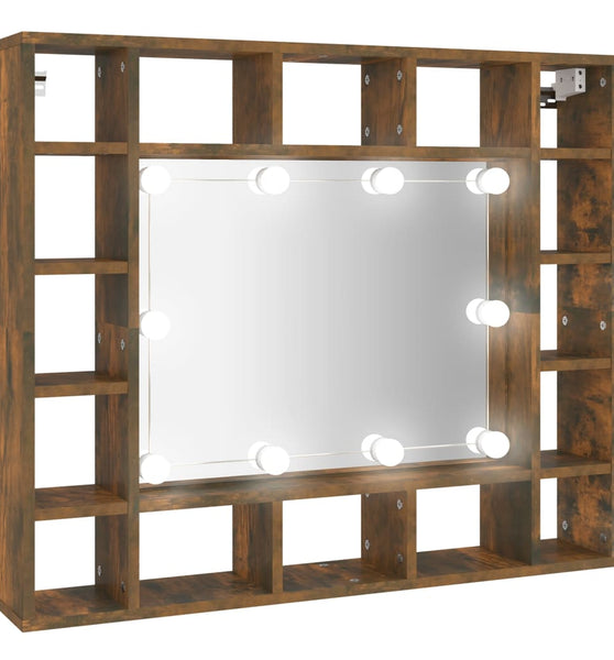 Spiegelschrank mit LED Räuchereiche 91x15x76,5 cm