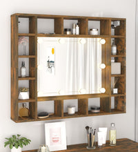 Spiegelschrank mit LED Räuchereiche 91x15x76,5 cm