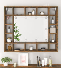 Spiegelschrank mit LED Räuchereiche 91x15x76,5 cm