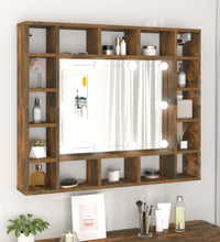 Spiegelschrank mit LED Räuchereiche 91x15x76,5 cm