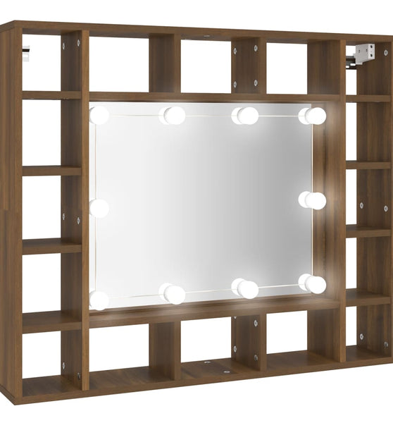 Spiegelschrank mit LED Braun Eiche-Optik 91x15x76,5 cm