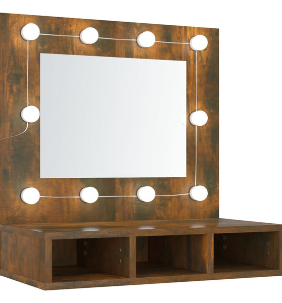 Spiegelschrank mit LED Räuchereiche 60x31,5x62 cm