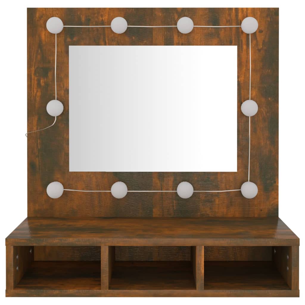Spiegelschrank mit LED Räuchereiche 60x31,5x62 cm