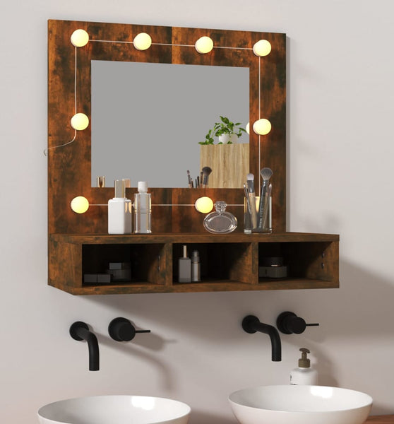 Spiegelschrank mit LED Räuchereiche 60x31,5x62 cm