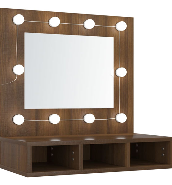 Spiegelschrank mit LED Braun Eiche-Optik 60x31,5x62 cm