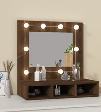 Spiegelschrank mit LED Braun Eiche-Optik 60x31,5x62 cm