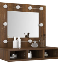 Spiegelschrank mit LED Braun Eiche-Optik 60x31,5x62 cm