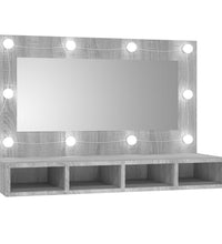 Spiegelschrank mit LED Grau Sonoma 90x31,5x62 cm