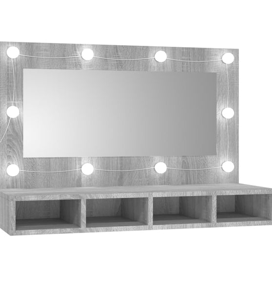 Spiegelschrank mit LED Grau Sonoma 90x31,5x62 cm