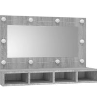 Spiegelschrank mit LED Grau Sonoma 90x31,5x62 cm