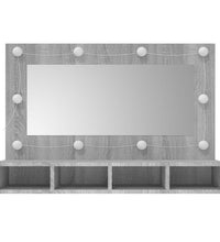 Spiegelschrank mit LED Grau Sonoma 90x31,5x62 cm