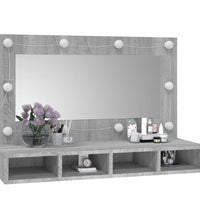 Spiegelschrank mit LED Grau Sonoma 90x31,5x62 cm