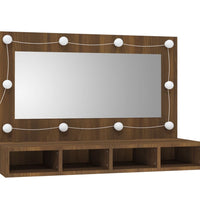 Spiegelschrank mit LED Braun Eichen-Optik 90x31,5x62 cm
