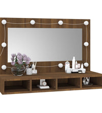 Spiegelschrank mit LED Braun Eichen-Optik 90x31,5x62 cm