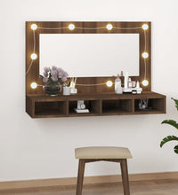 Spiegelschrank mit LED Braun Eichen-Optik 90x31,5x62 cm