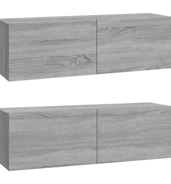 TV-Wandschränke 2 Stk. Grau Sonoma 100x30x30 cm Holzwerkstoff