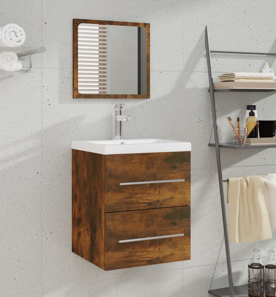 Badschrank mit Spiegel Räuchereiche 41x38,5x48 cm
