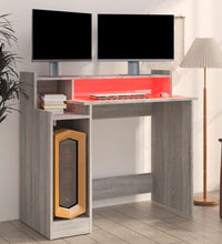 Schreibtisch mit LEDs Grau Sonoma 97x45x90 cm Holzwerkstoff
