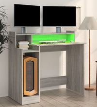 Schreibtisch mit LEDs Grau Sonoma 97x45x90 cm Holzwerkstoff