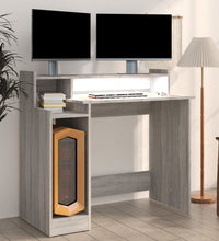 Schreibtisch mit LEDs Grau Sonoma 97x45x90 cm Holzwerkstoff