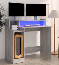 Schreibtisch mit LEDs Grau Sonoma 97x45x90 cm Holzwerkstoff