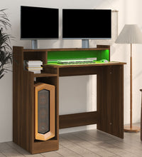 Schreibtisch mit LEDs Braun Eiche-Optik 97x45x90 Holzwerkstoff