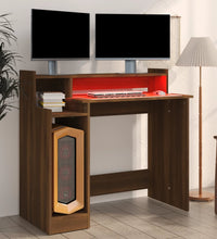 Schreibtisch mit LEDs Braun Eiche-Optik 97x45x90 Holzwerkstoff