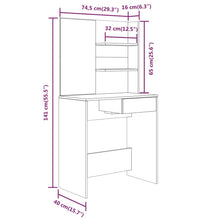 Schminktisch mit Spiegel Räuchereiche 74,5x40x141 cm