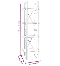 Bücherregal 4 Fächer Grau Sonoma 40x30x140 cm Holzwerkstoff