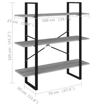 Bücherregal Grau Sonoma 100x30x105 cm Holzwerkstoff