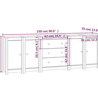 Sideboard 230x35x80 cm Massivholz Kiefer