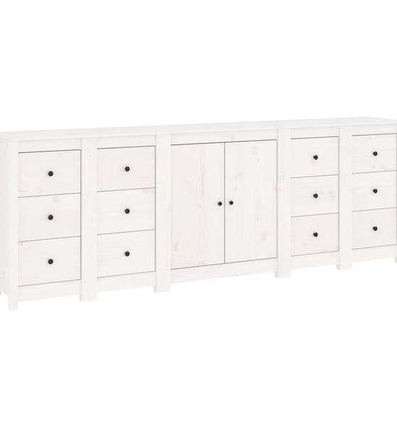 Sideboard Weiß 230x35x80 cm Massivholz Kiefer