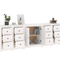 Sideboard Weiß 230x35x80 cm Massivholz Kiefer
