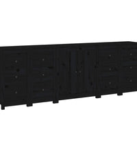 Sideboard Schwarz 230x35x80 cm Massivholz Kiefer