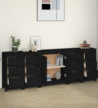 Sideboard Schwarz 230x35x80 cm Massivholz Kiefer