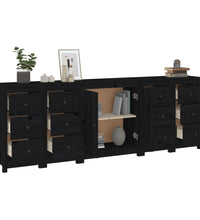 Sideboard Schwarz 230x35x80 cm Massivholz Kiefer