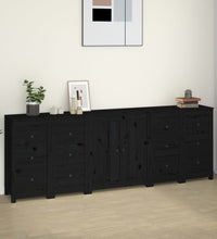 Sideboard Schwarz 230x35x80 cm Massivholz Kiefer